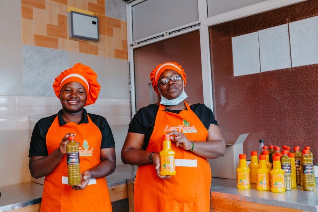 Aziza Abdallah Mgambo (right) is the director of LEC Food Enterprises. Her business grew out of her love for chilli sauce, which she used to make at home during her student days, and take to school to share with her friends.