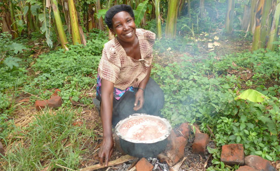 Livingston’s wife Joyce cooking beans from their crop