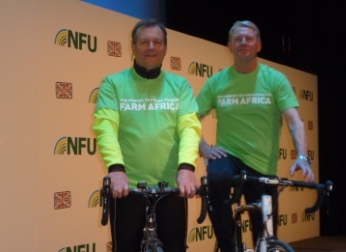 Richard Whitlock (left) and Peter Kendall pose for the press cameras at the NFU Conference 2014