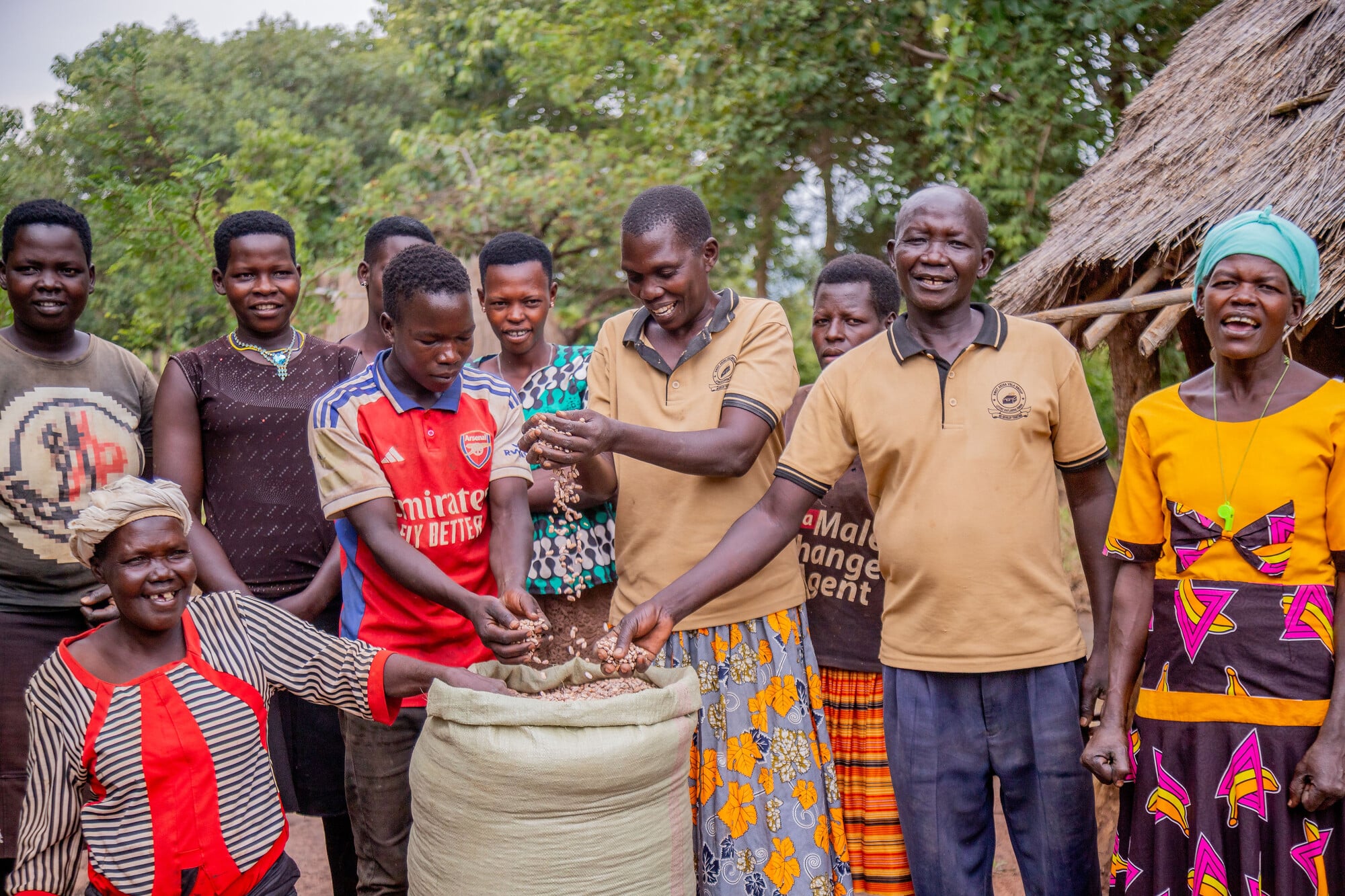 Members of the Lum-Orwenyo Farmers Group in Karamoja, Uganda, who with support from Farm Africa and local government are producing seeds for iron-rich beans.
