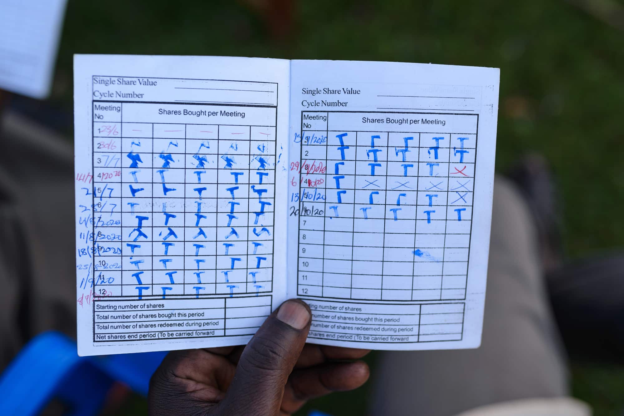 Inside the Village Savings and Loan Association book.