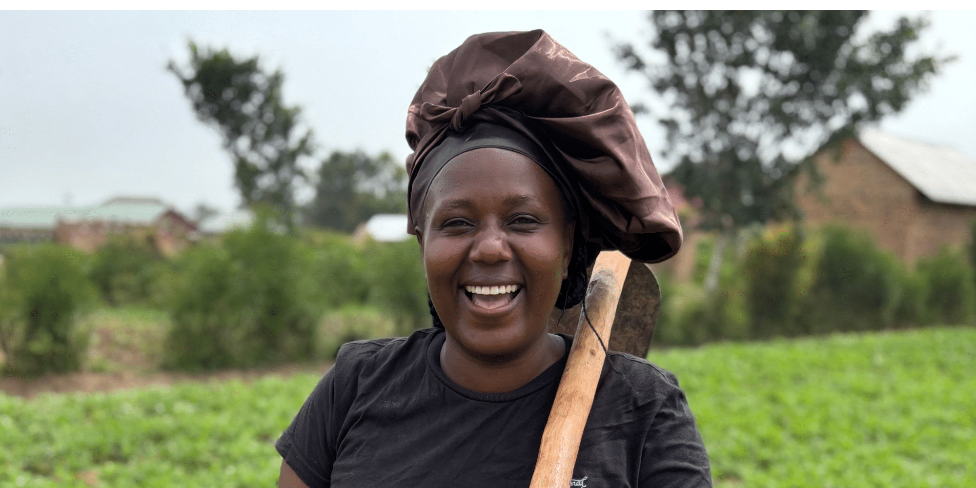 Judith, a farmer from Uganda on her farm.